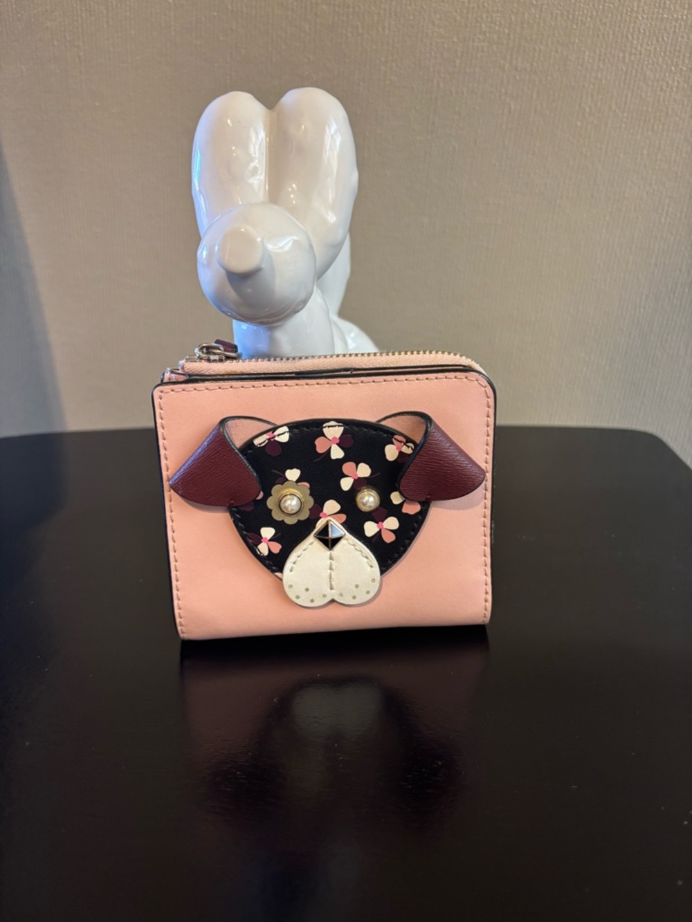 NWT Kate Spade New York Pink Floral Pup Zip Card Holder Wallet - Picture 2 of 8